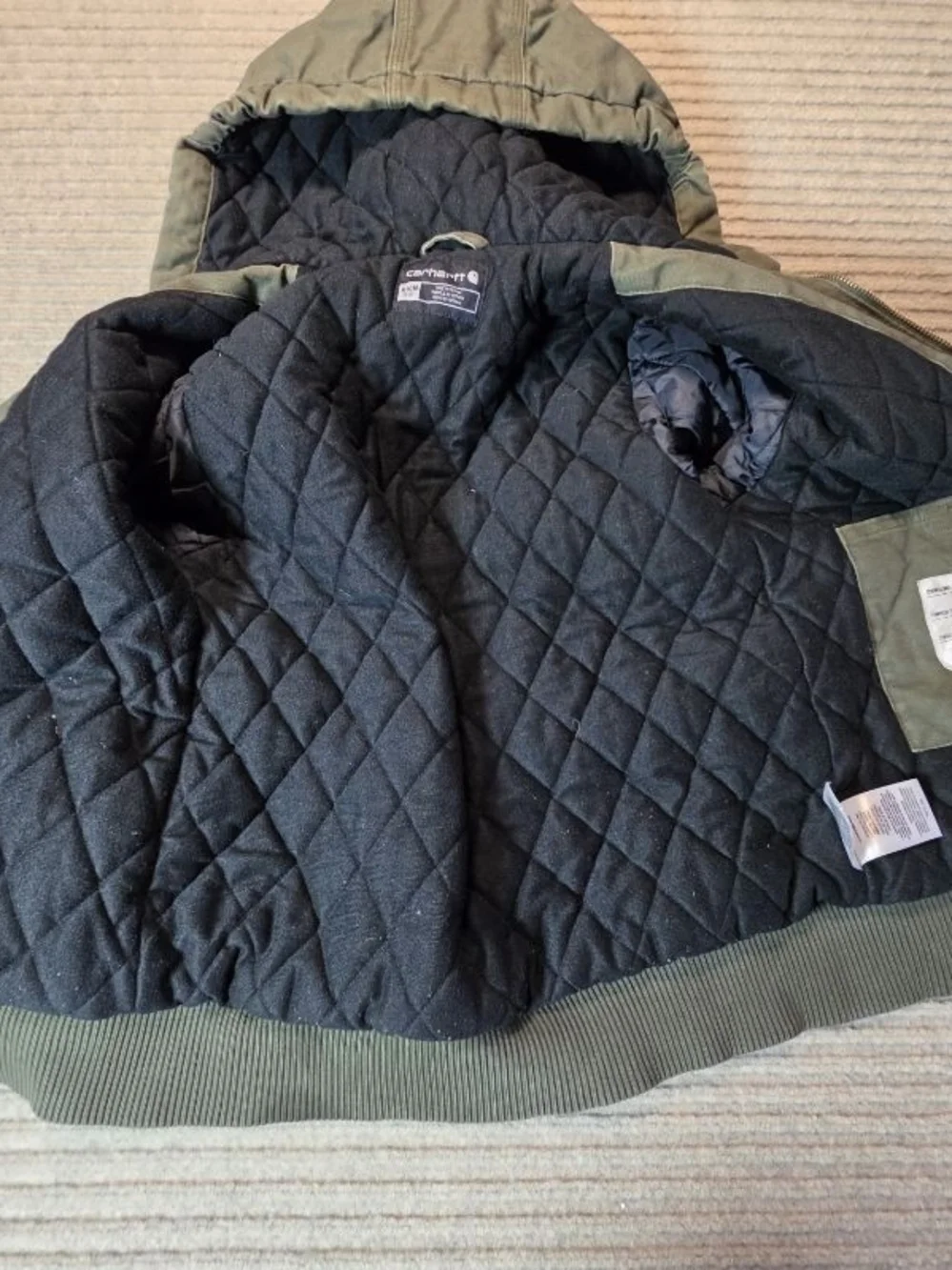 Carhartt Flannel Quilt Lined Active Jacket Youth Medium 10-12 Green OJ8545-B